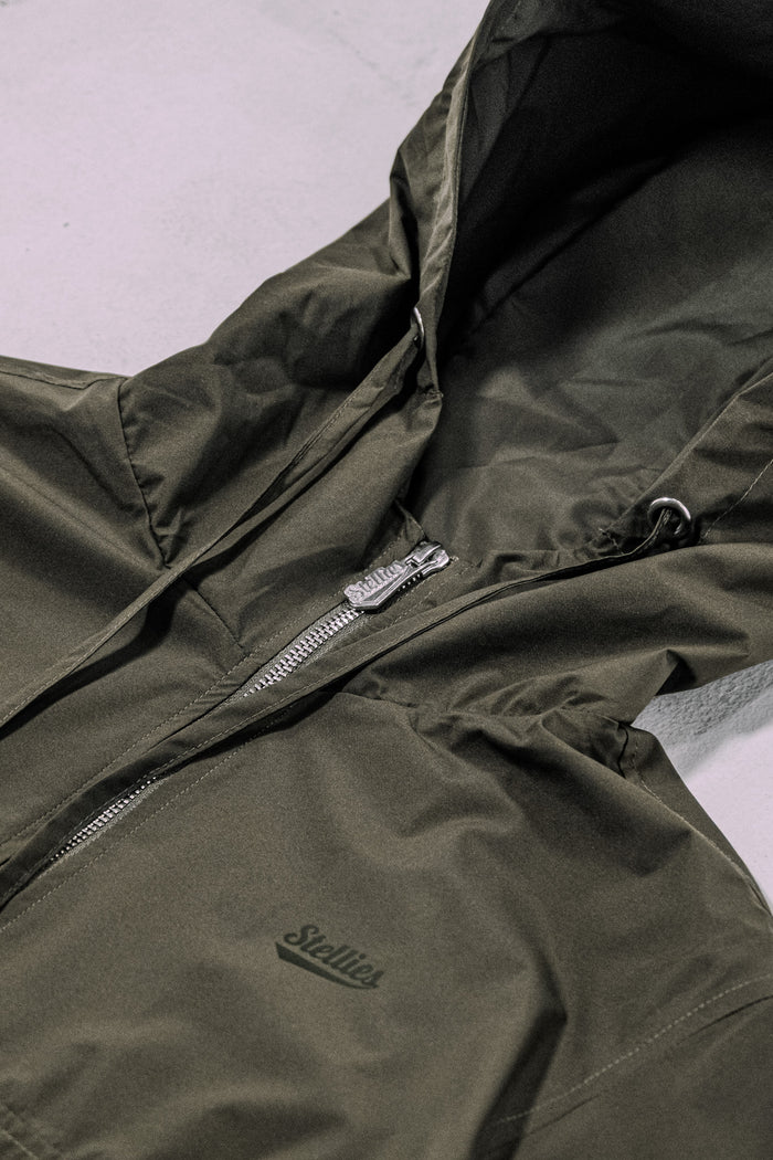 Demi Mid-Crop Zip Hood Jacket in Olive