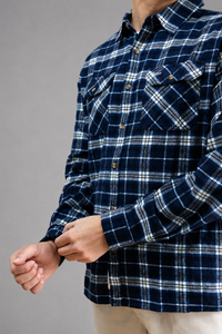 Americana Flannel Shirt in Navy Plaid