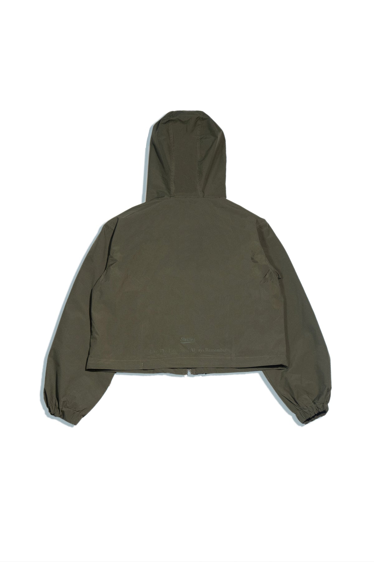 Demi Mid-Crop Zip Hood Jacket in Olive