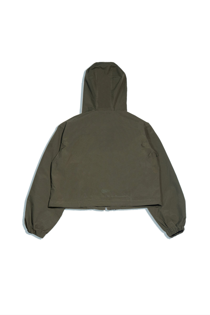 Demi Mid-Crop Zip Hood Jacket in Olive