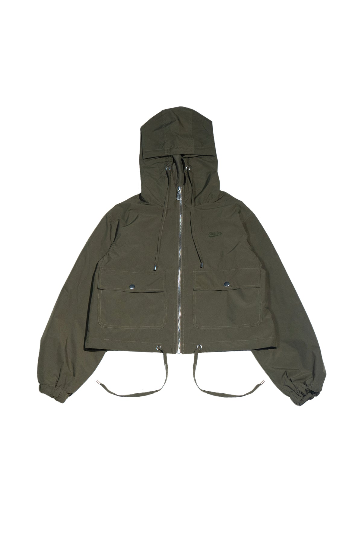 Demi Mid-Crop Zip Hood Jacket in Olive