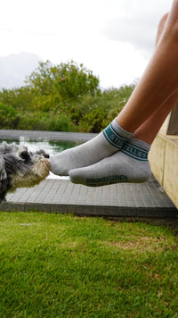 Stellies Quarter Length Socks in Heather Grey and Green