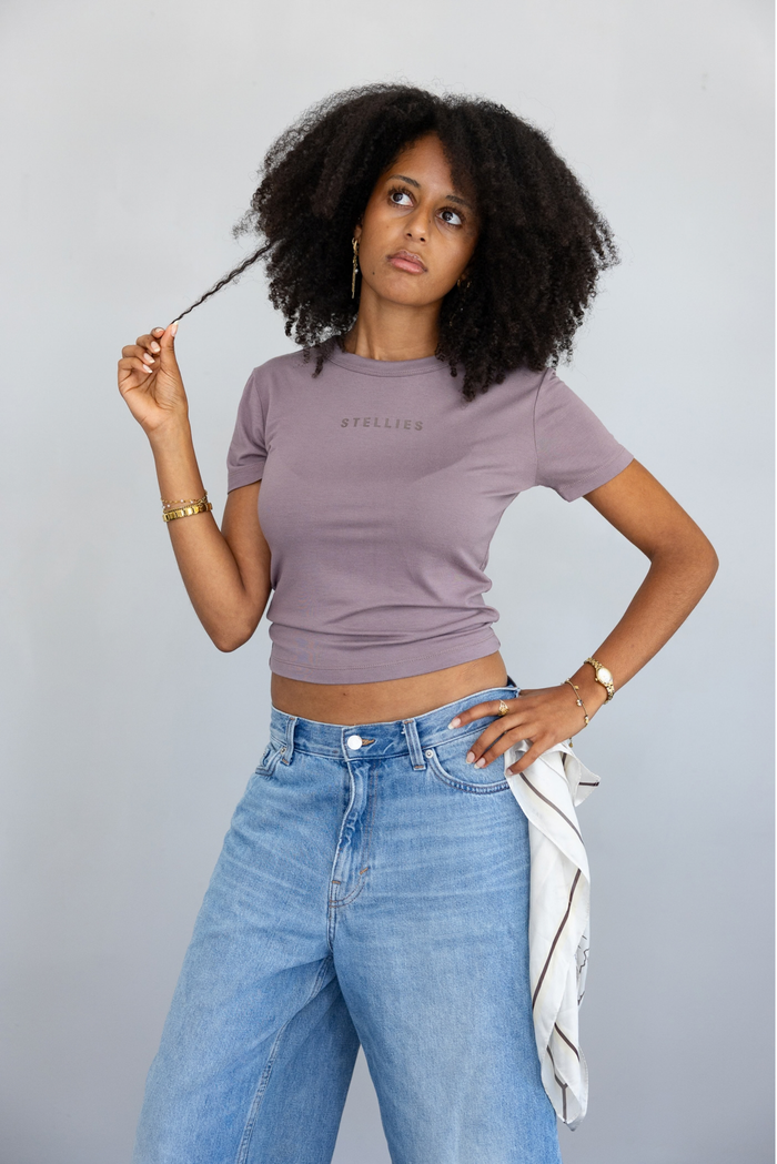 Ladies Baby Tee in Mocca