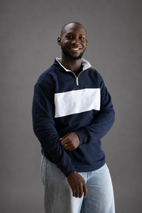 Classic Quarter-Zip Pullover in Navy with White