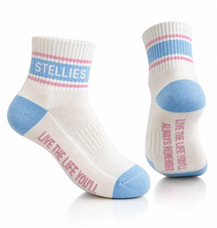 Stellies Quarter Length Socks in Blush and Blue