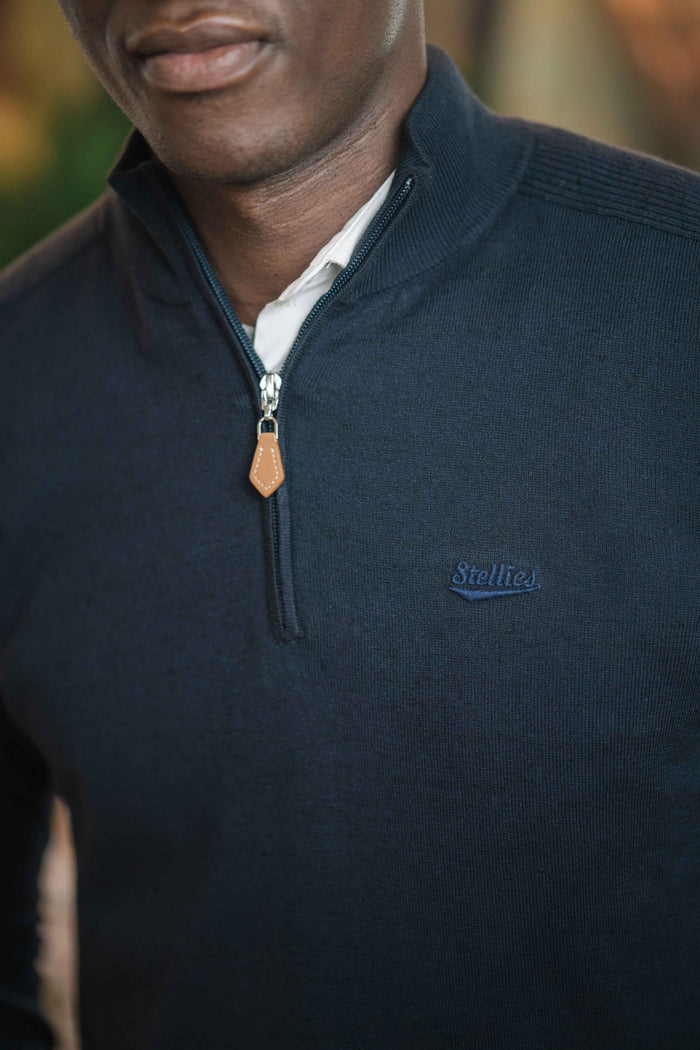Quarter-Zip Knitted Sweater - Navy