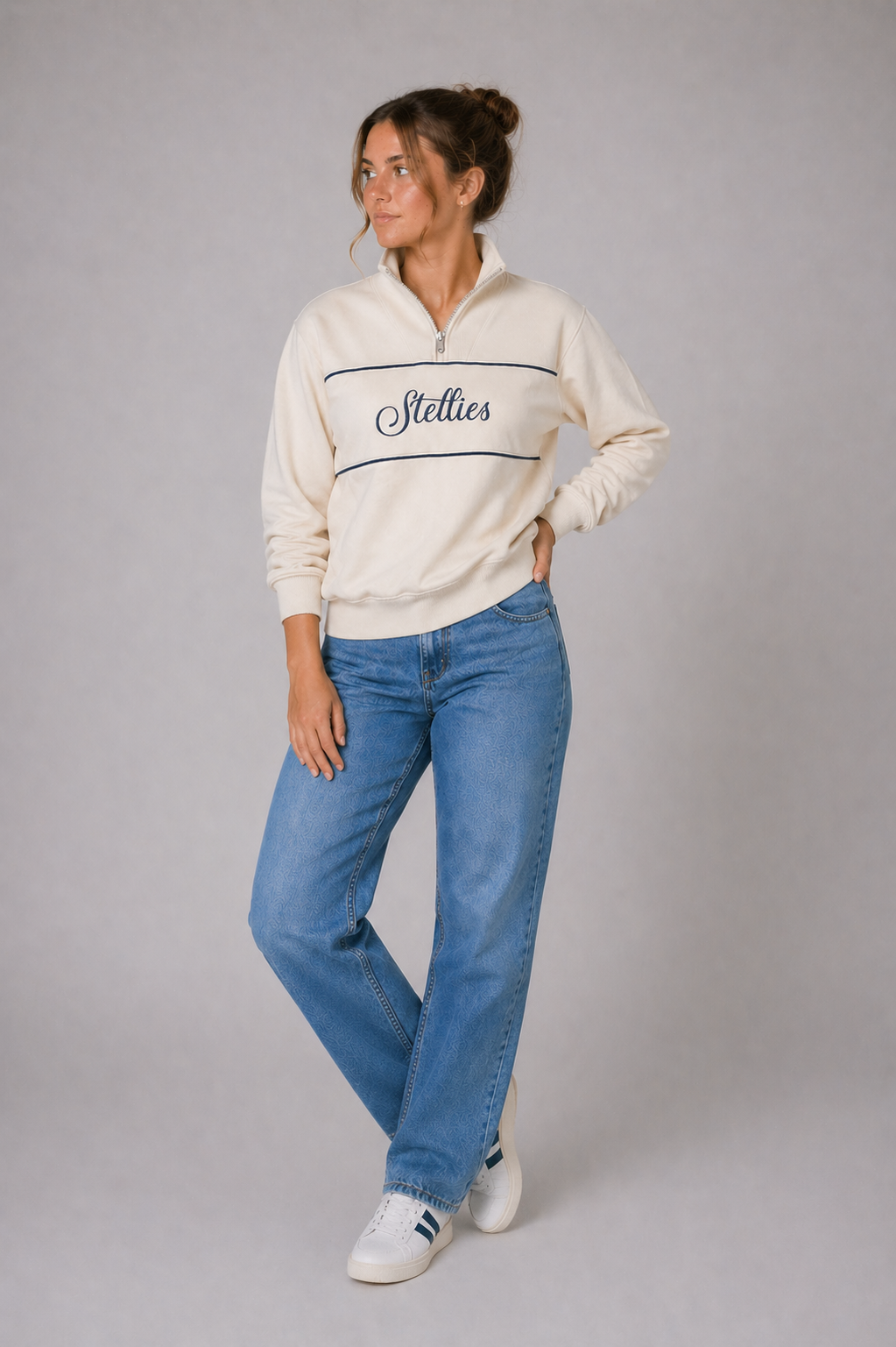 Voyager Rib Neck Quarter-Zip Pullover in Winter White