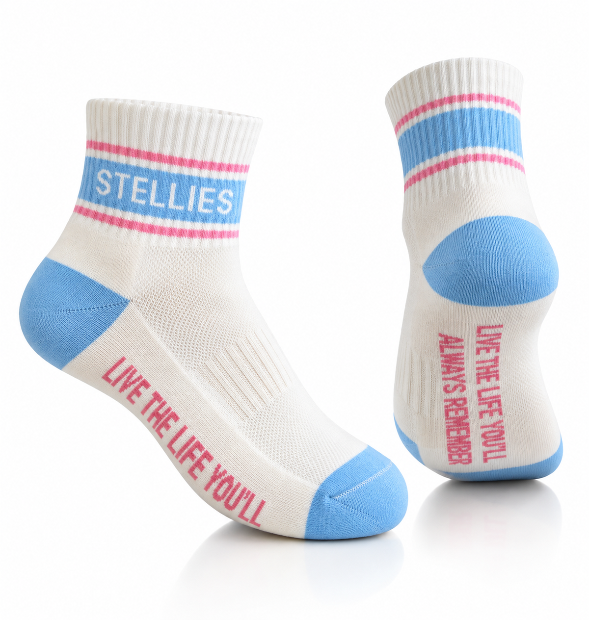 Stellies Quarter Length Socks in Blush and Blue