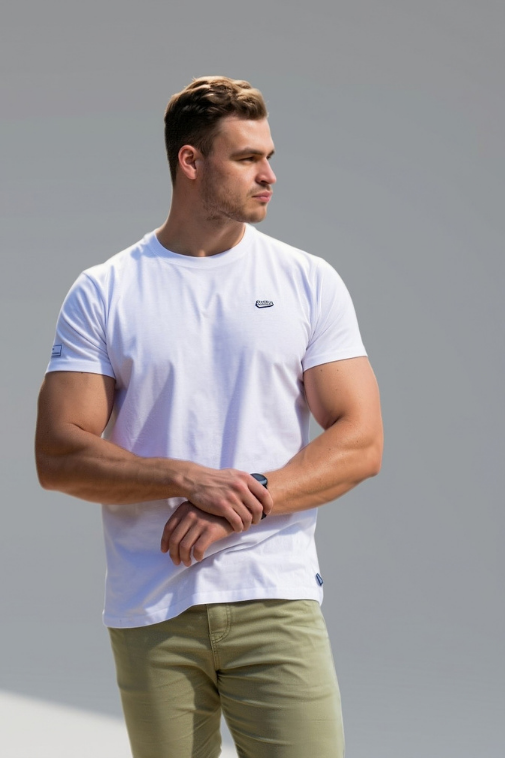 Core Tee in White & Navy