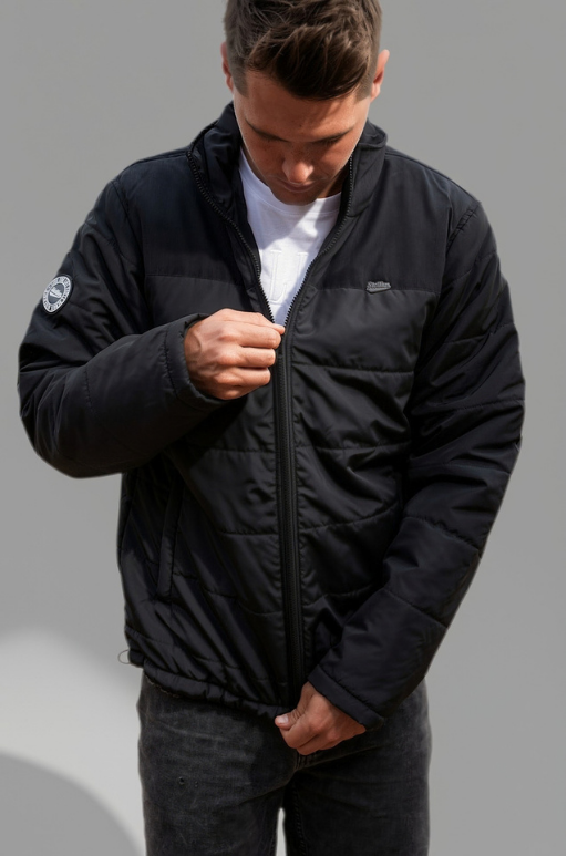 Two-Tone Puffer Jacket in Black