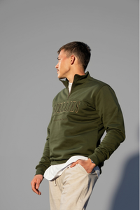Signature Quarter–Zip Pullover in Olive