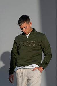 Signature Quarter–Zip Pullover in Olive