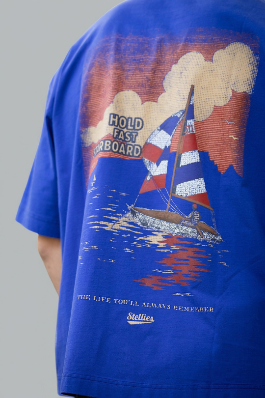 Hotel de' Stellies Box Fit Tee in Washed Cobalt