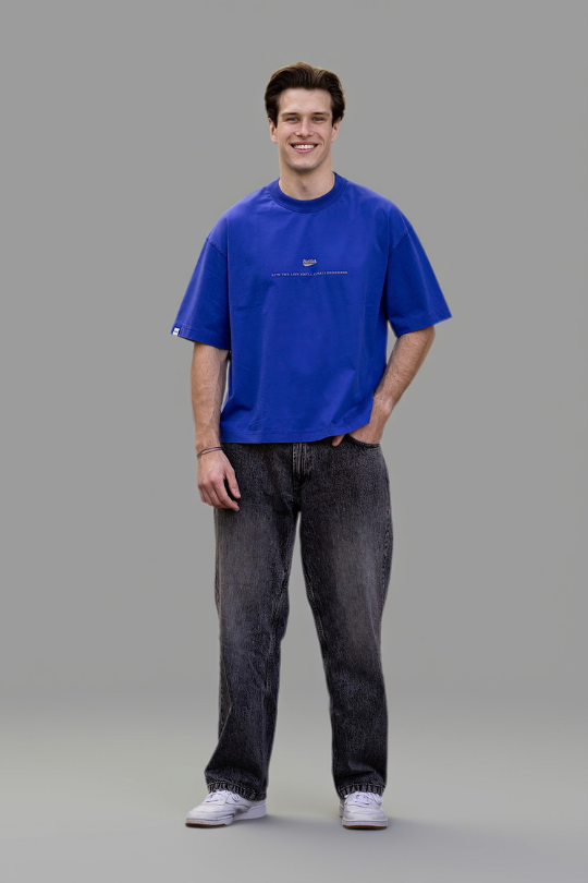 Hotel de' Stellies Box Fit Tee in Washed Cobalt