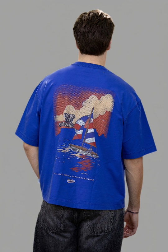 Hotel de' Stellies Box Fit Tee in Washed Cobalt