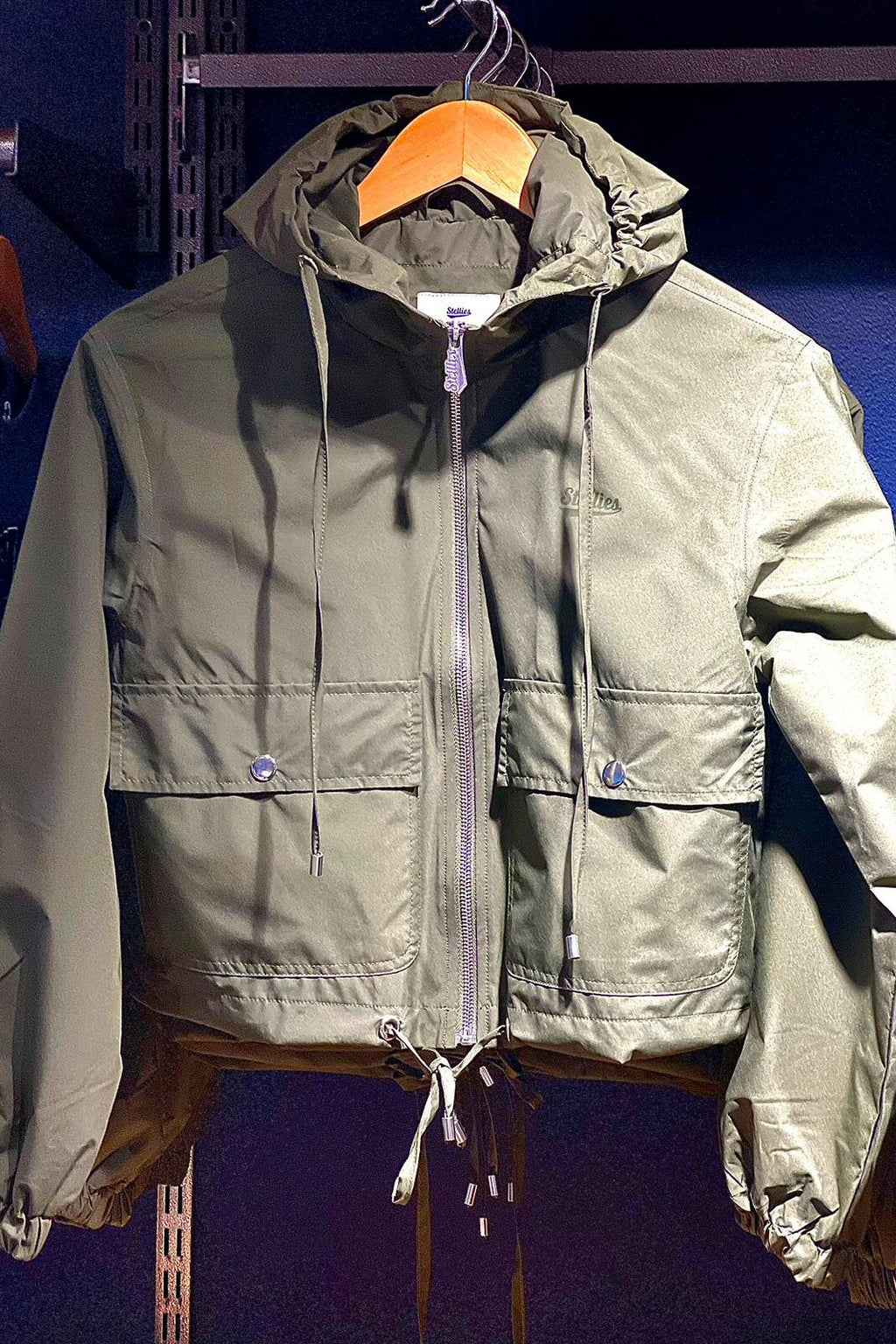 Demi Mid-Crop Zip Hood Jacket - Olive