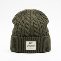 Woodland Cable Knit Beanie in Olive