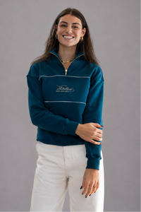 Riviera Rib Neck (Piped) Quarter-Zip in Teal