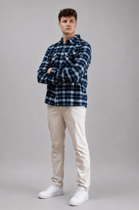 Americana Flannel Shirt in Navy Plaid