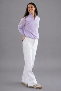 Lavender Rib Neck (Piped) Quarter-Zip in Lilac