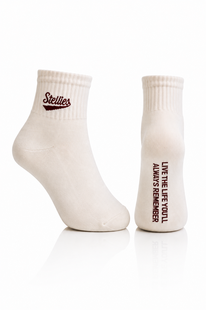 Stellies Quarter Length Socks in Cream and Crimson