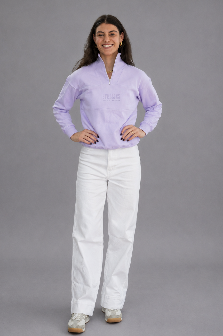 Lavender Rib Neck (Piped) Quarter-Zip in Lilac