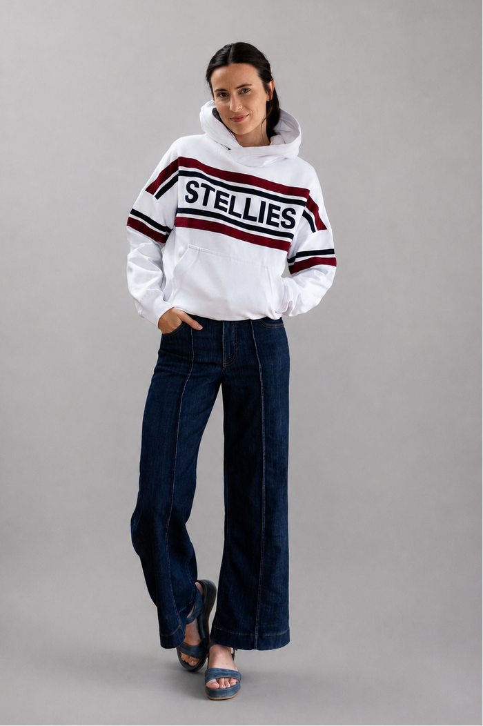 The Striped Fleece Hoodie In White