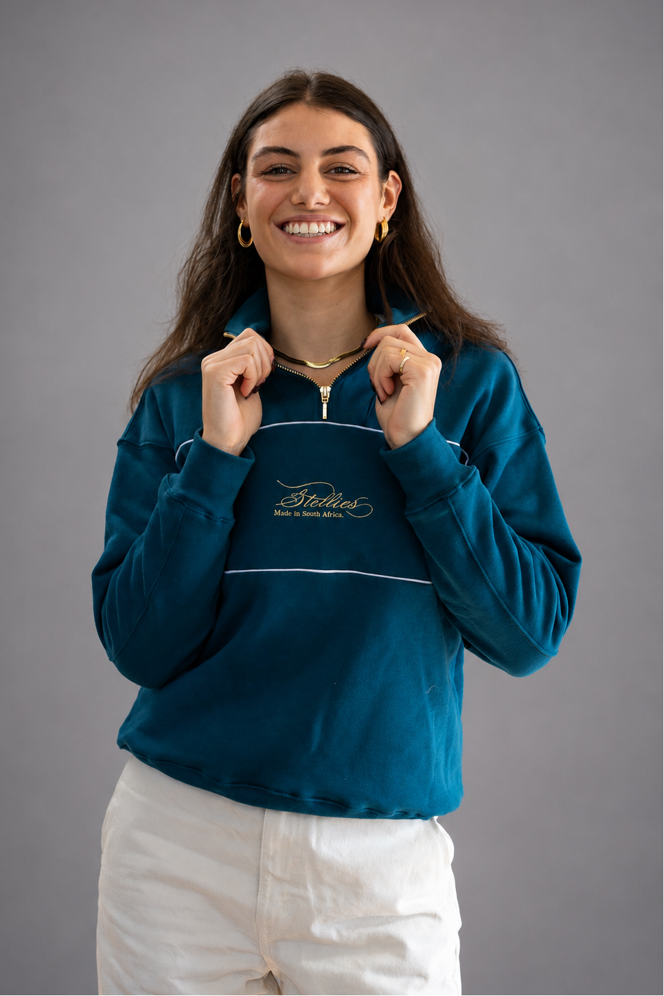 Riviera Rib Neck (Piped) Quarter-Zip in Teal