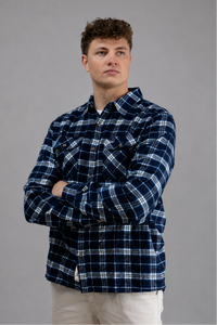 Americana Flannel Shirt in Navy Plaid