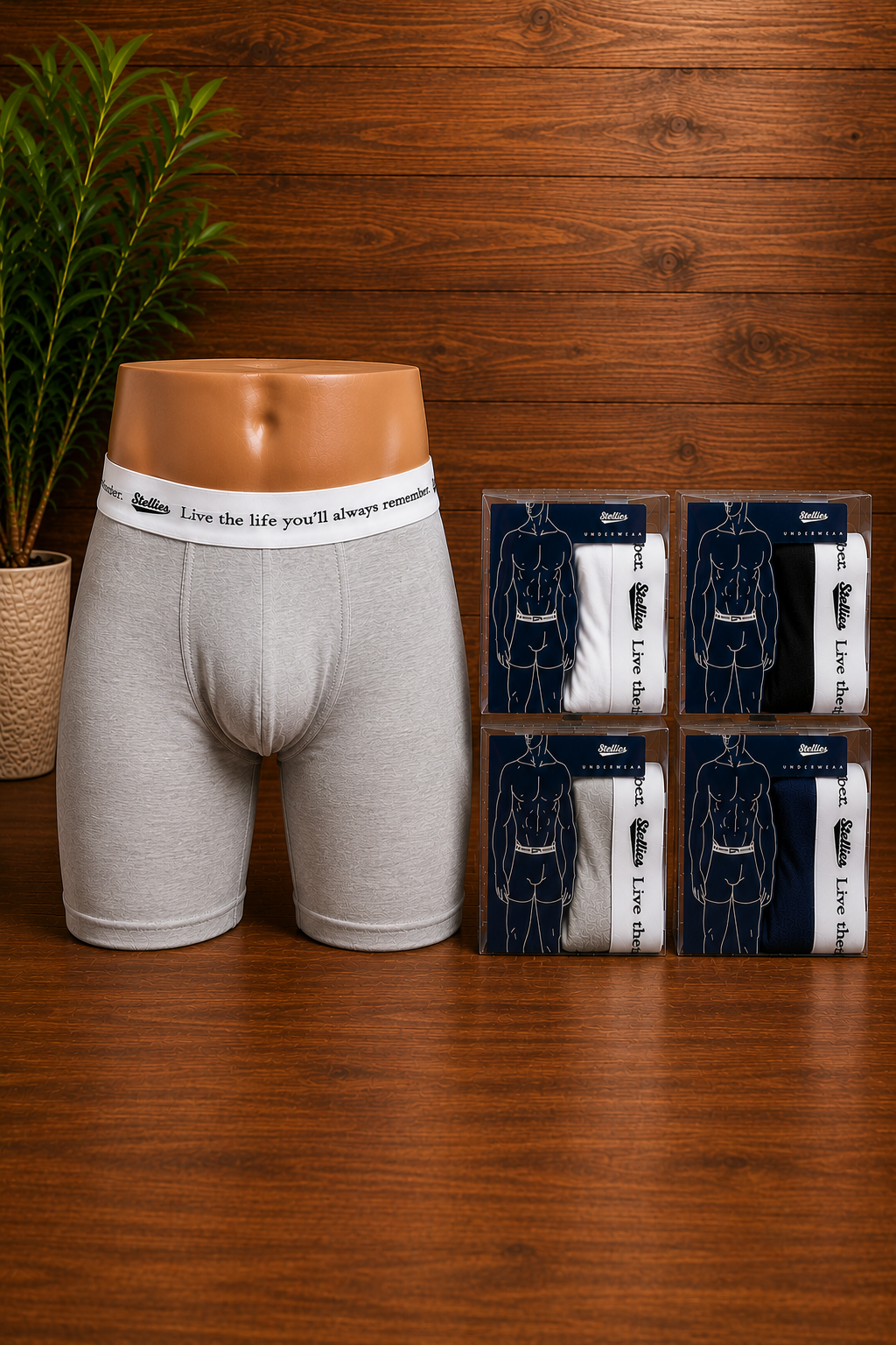 Men's Premium Cotton Boxer Briefs in Heather Grey
