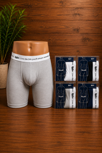 Men's Premium Cotton Boxer Briefs in Heather Grey