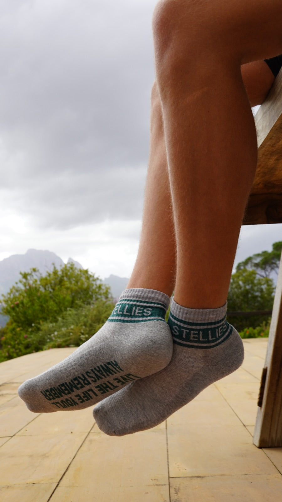 Stellies Quarter Length Socks in Heather Grey and Green
