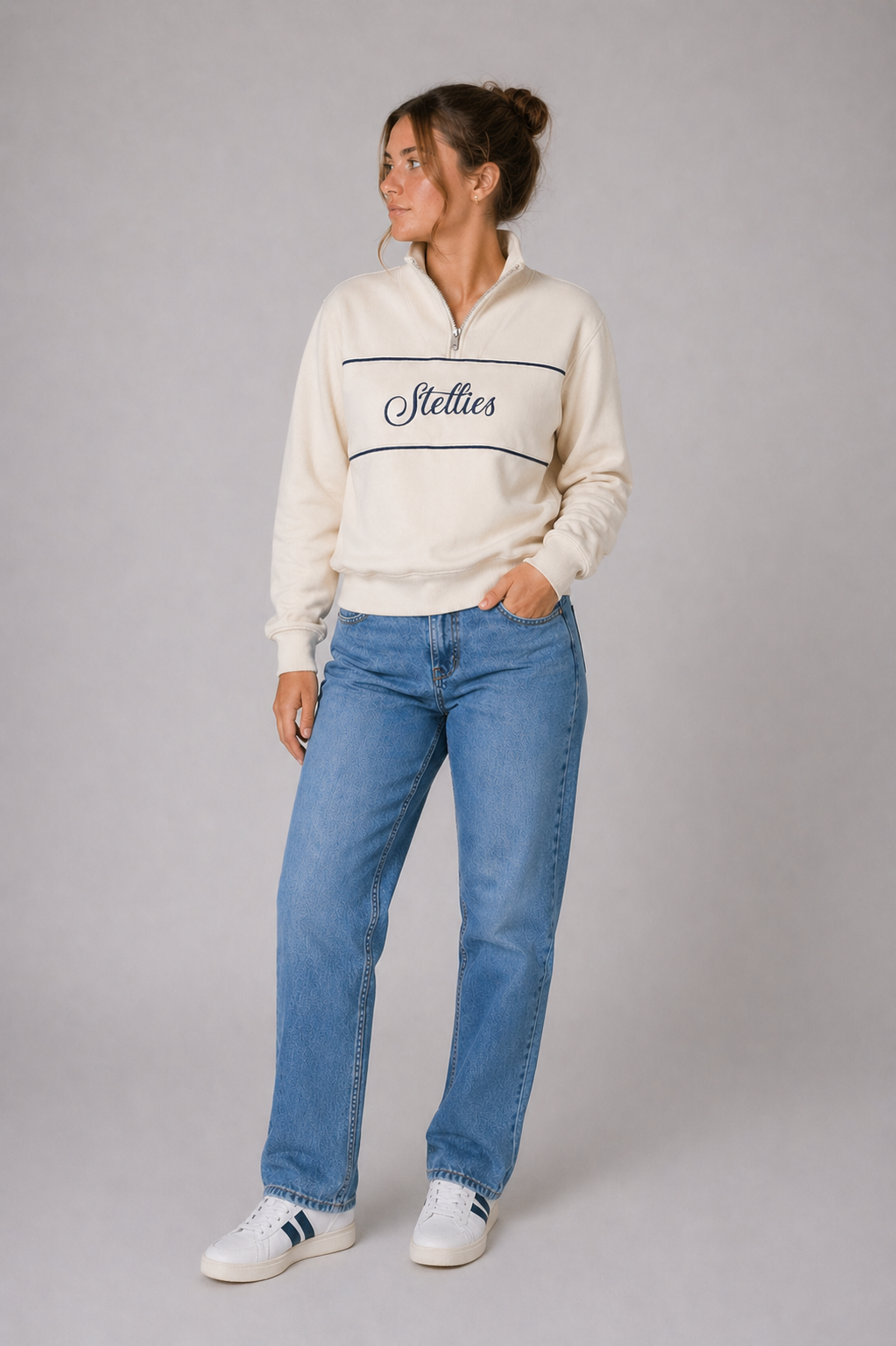Voyager Rib Neck Quarter-Zip Pullover in Winter White