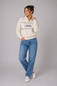 Voyager Rib Neck Quarter-Zip Pullover in Winter White