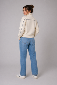 Voyager Rib Neck Quarter-Zip Pullover in Winter White