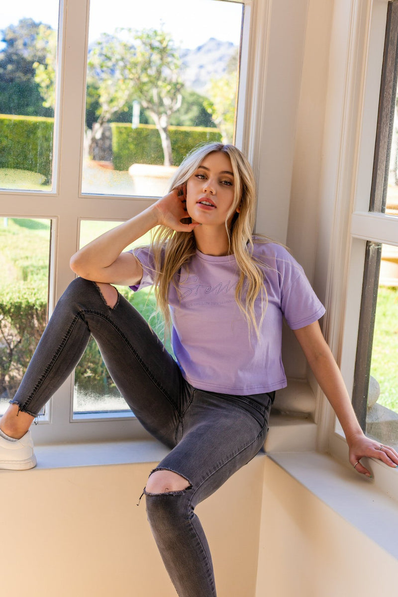 The Dropped Shoulder Tee in Lilac