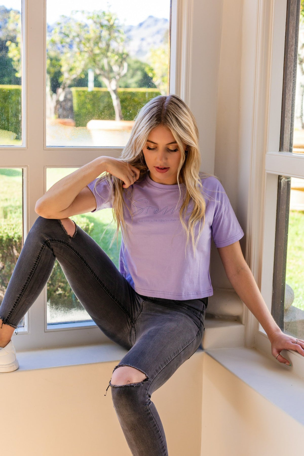 Dropped Shoulder T-shirt - Lilac