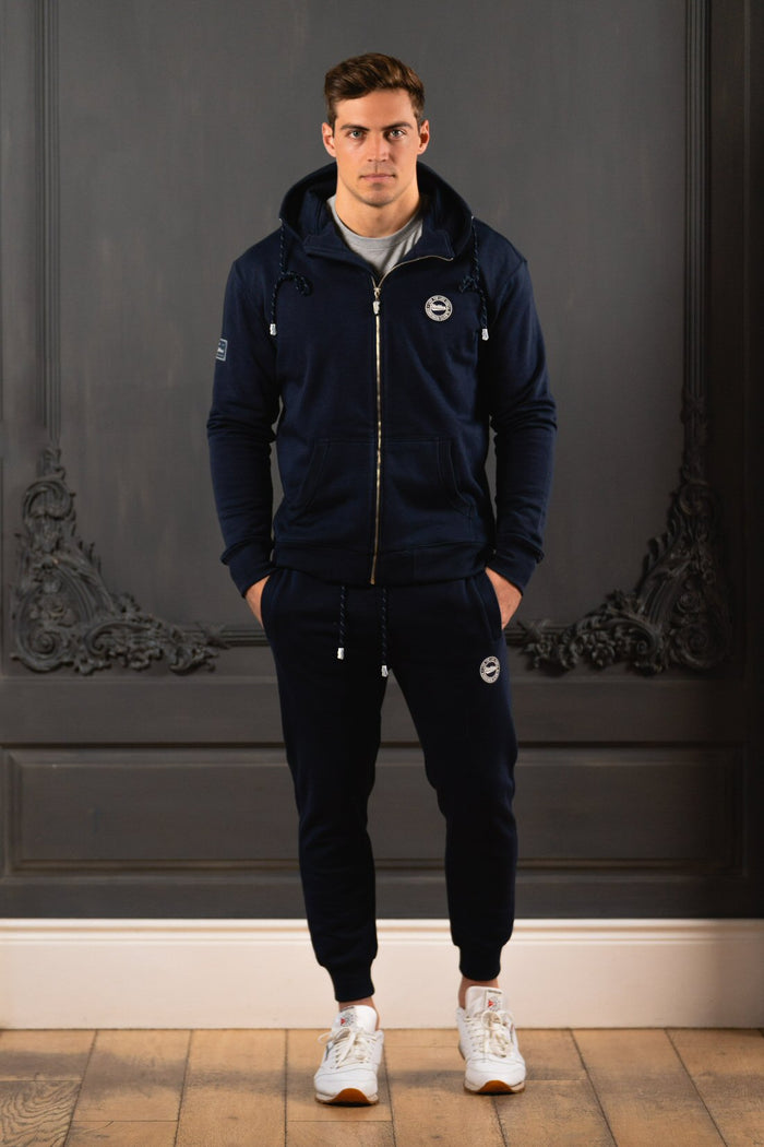Luxe Zip-Up Fleece Hoodie - Navy