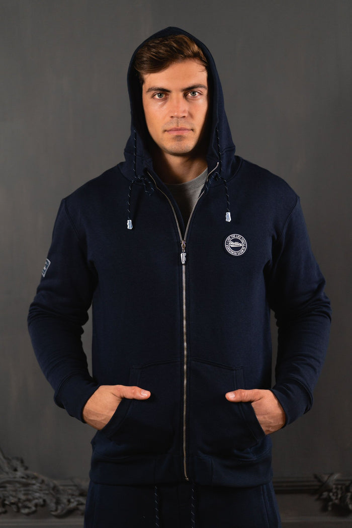 Luxe Zip-Up Fleece Hoodie - Navy
