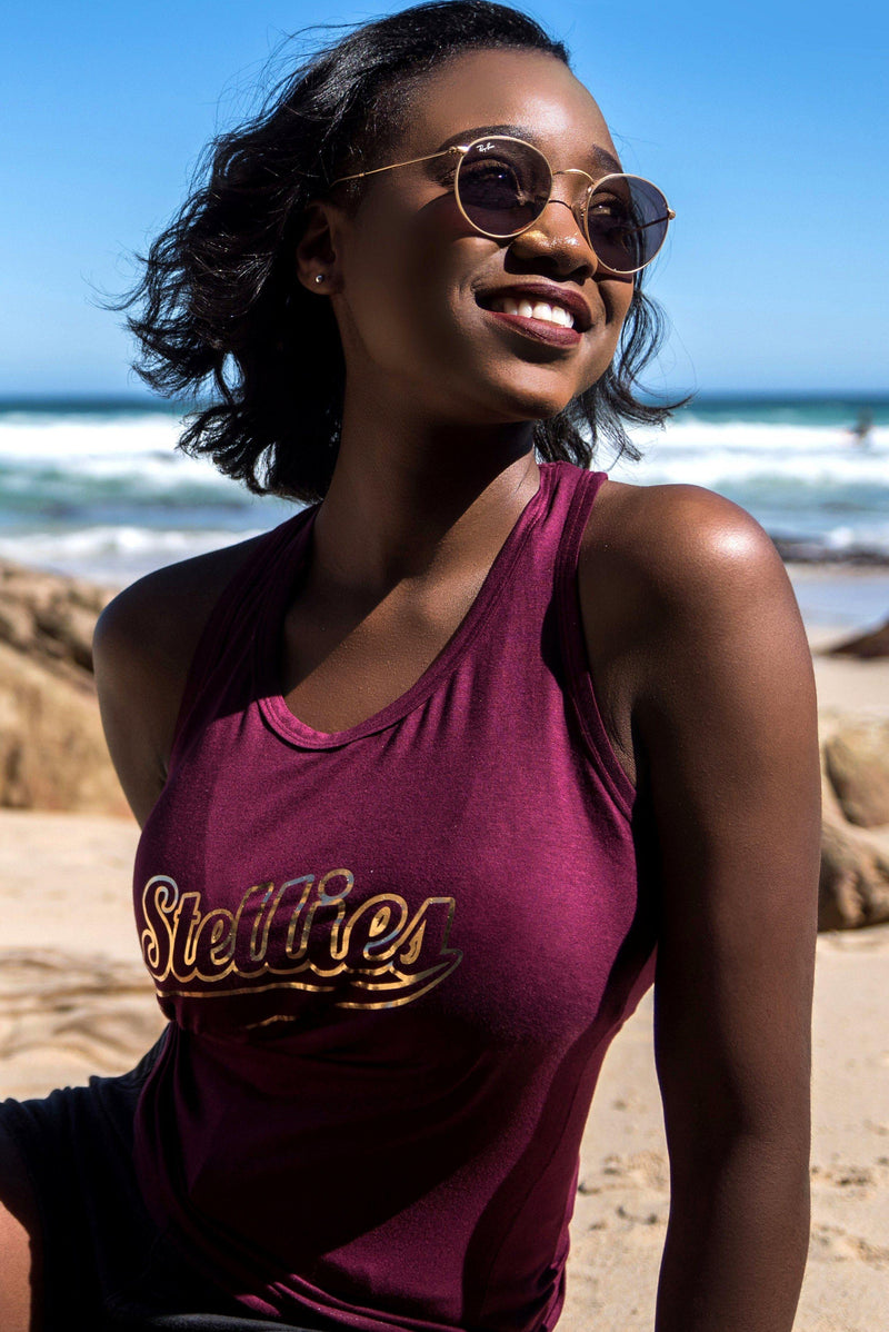 Claret and Gold Racer-Back Swing Vest - Stellies Authentic Clothing