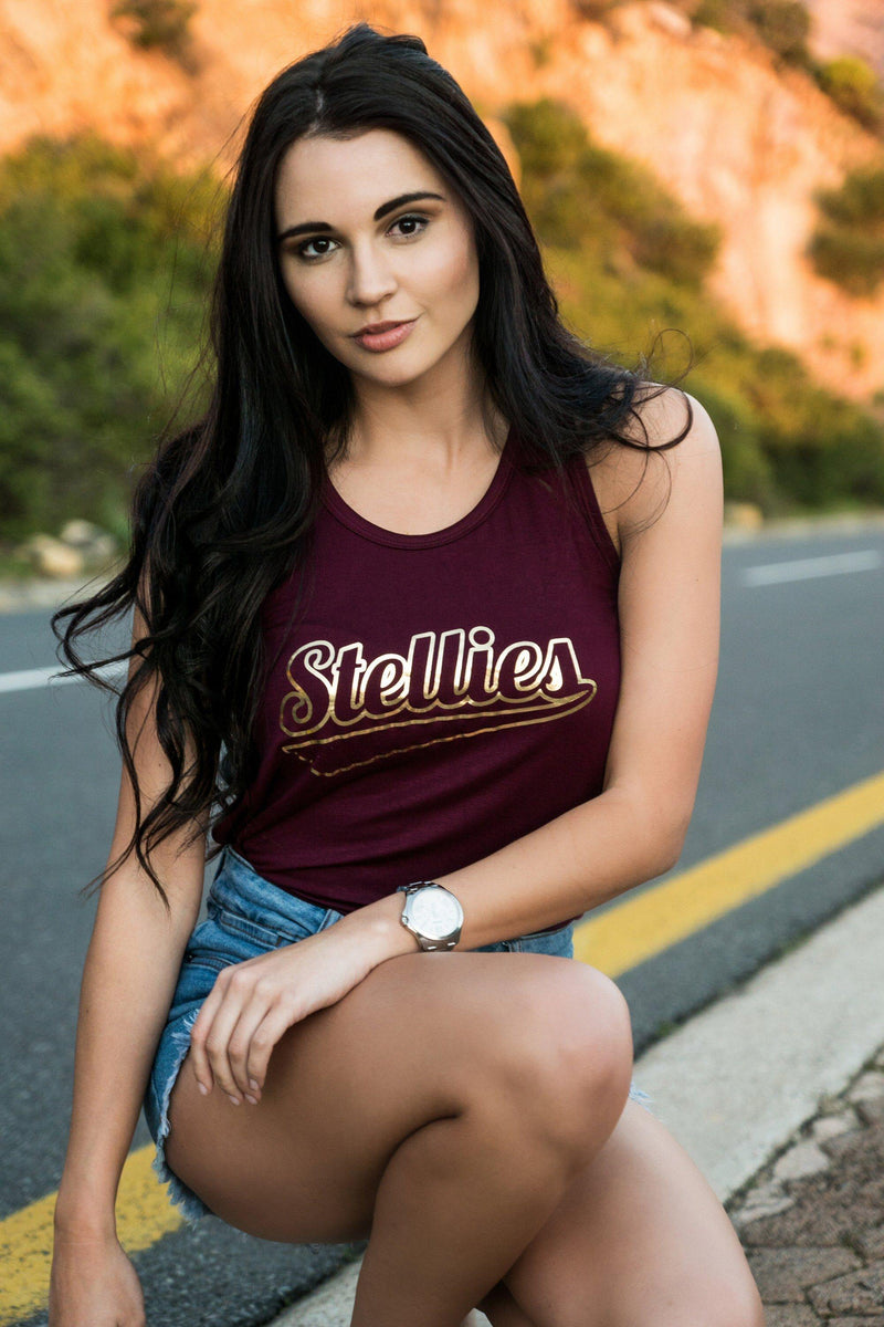 Claret and Gold Racer-Back Swing Vest - Stellies Authentic Clothing