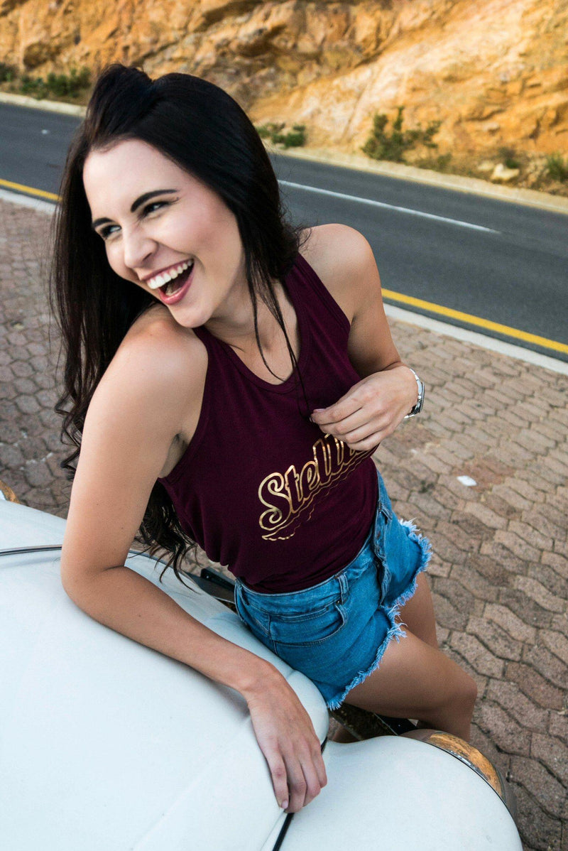Claret and Gold Racer-Back Swing Vest - Stellies Authentic Clothing
