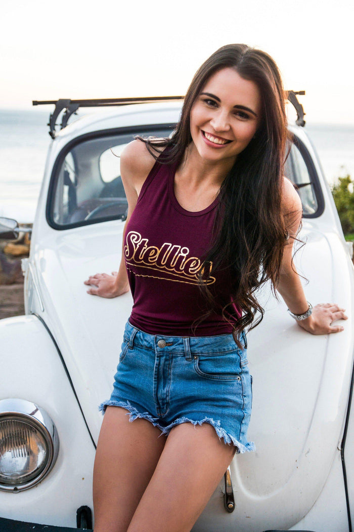 Claret and Gold Racer-Back Swing Vest - Stellies Authentic Clothing