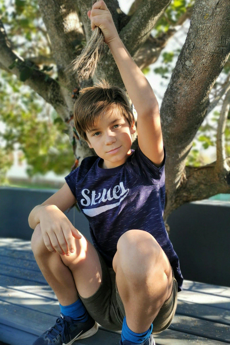 Unisex Kids Tee in Speckled Navy - Stellies Authentic Clothing