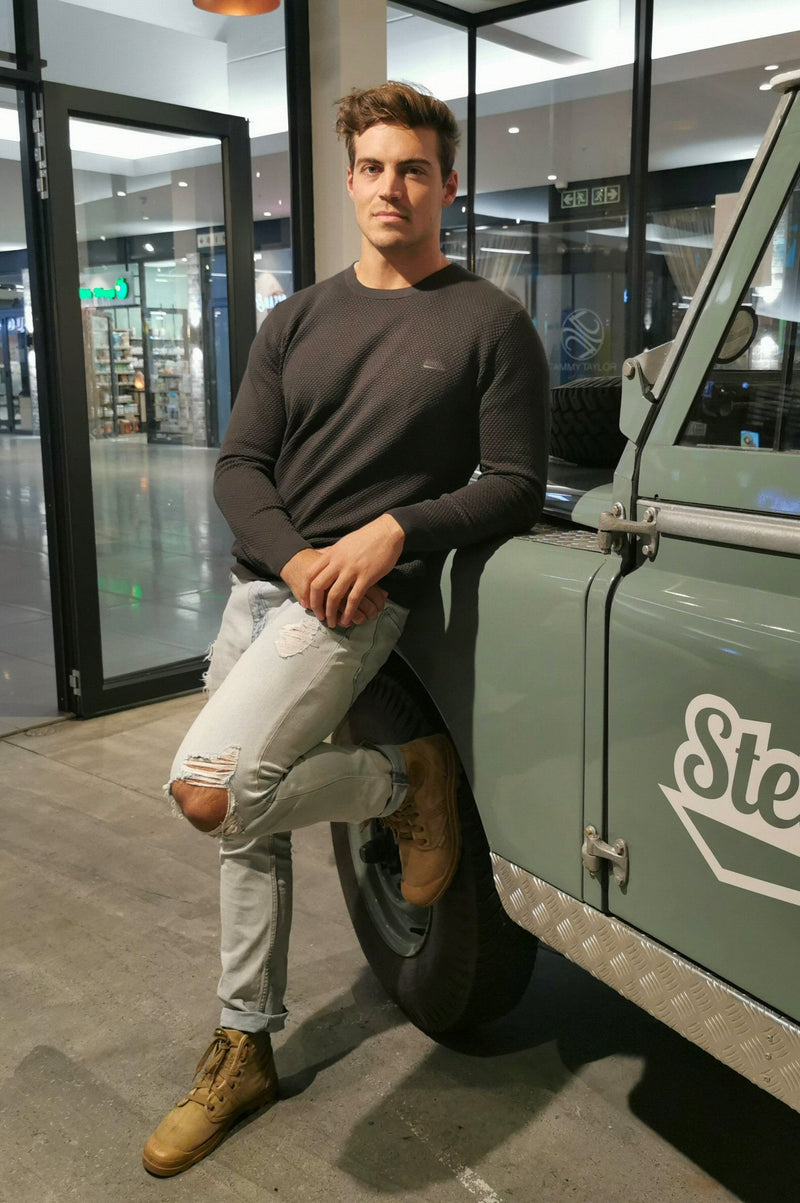 Basket Knitted Jumper - Charcoal