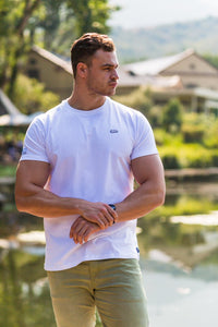 Core Tee in White & Navy