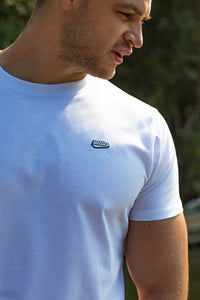 Core Tee in White & Navy