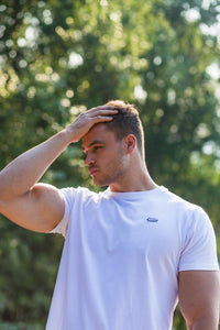 Core Tee in White & Navy