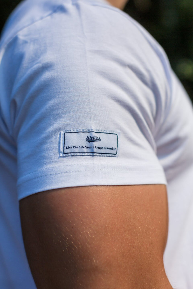 Core Tee in White & Navy