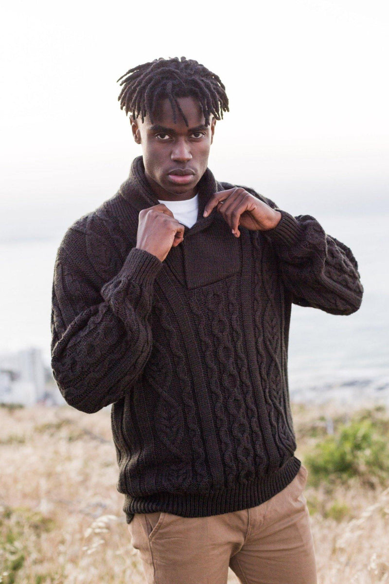 PRE-ORDER: The Cable Knit Shawl-Neck Pullover - Stellies Authentic Clothing